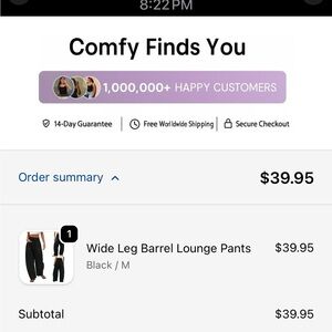 Black Wide Leg Barrel Lounge Pants by comfy finds you